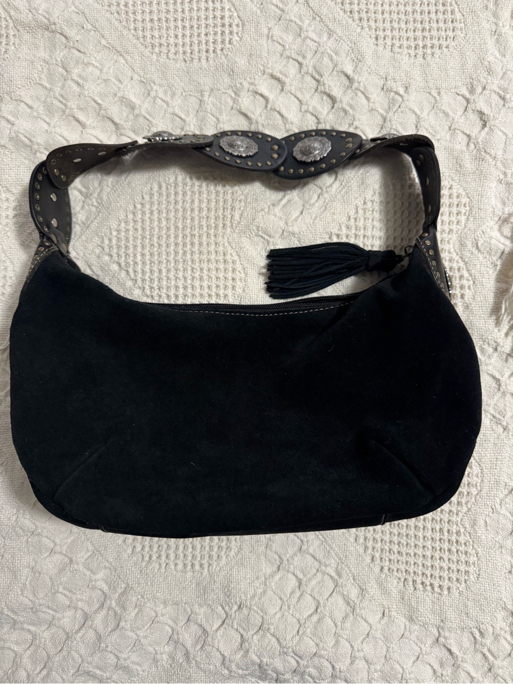 FOSSIL Black Suede Shoulder Bag with Tassel- Pristine condition!! - Picture 7 of 7